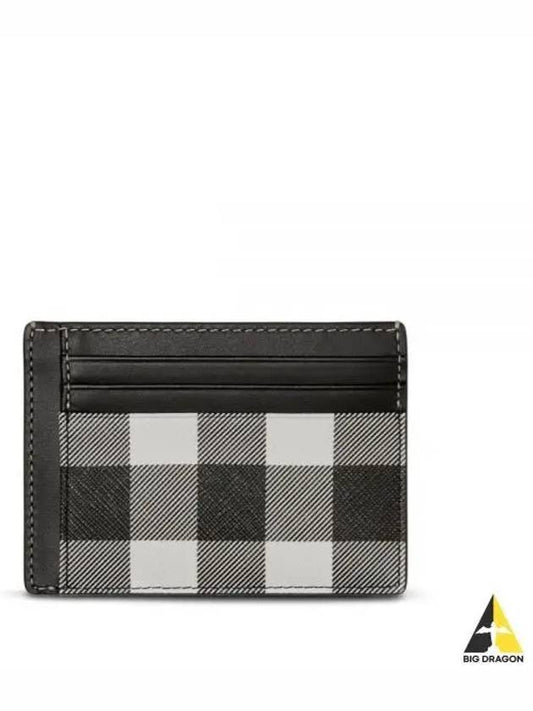 Checked Leather Money Clip Card Wallet Black - BURBERRY - BALAAN 2