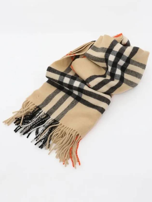 Wide Check Cashmere Scarf Beige - BURBERRY - BALAAN 3