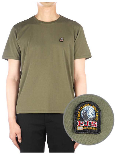 Logo Patch Crew Neck Cotton Short Sleeve T-Shirt Khaki - PARAJUMPERS - BALAAN 2