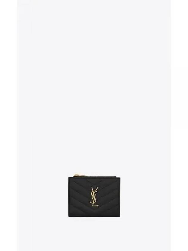 Cassandre Matelasse Grain De Poudre Embossed Leather Half Wallet Black - SAINT LAURENT - BALAAN 2