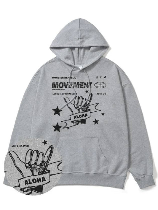 Aloha Black Overfit Hoodie Gray - MONSTER REPUBLIC - BALAAN 1