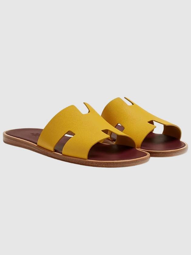 Men's Izmir Sandals Calfskin Apsong Yellow Brown Twotone - HERMES - BALAAN 7