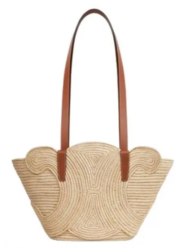 Classic Fenier Small Braid Triomphe Raffia Calfskin Tote Bag Tan - CELINE - BALAAN 2