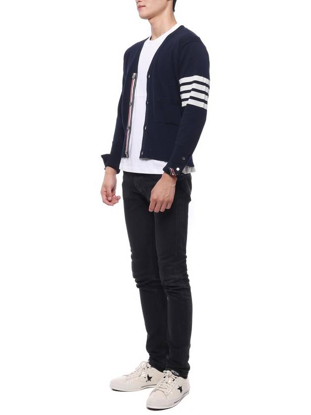 Men's Diagonal Classic Cashmere Cardigan Navy - THOM BROWNE - BALAAN 5