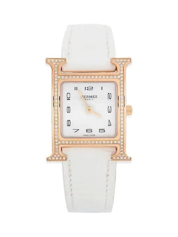 H Hour PM 18K rose gold diamond bezel mother of pearl 4HA0592 - HERMES - BALAAN 1