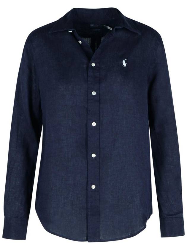 Polo Ralph Lauren Navy Linen Shirt - POLO RALPH LAUREN - BALAAN 1