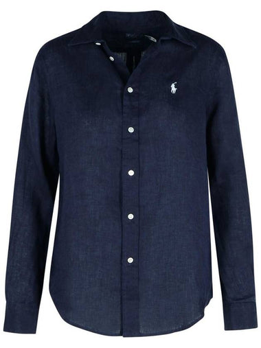 Polo Ralph Lauren Navy Linen Shirt - POLO RALPH LAUREN - BALAAN 1