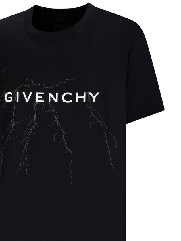 Reflective Motif Cotton Short Sleeve T-Shirt Black - GIVENCHY - BALAAN 4