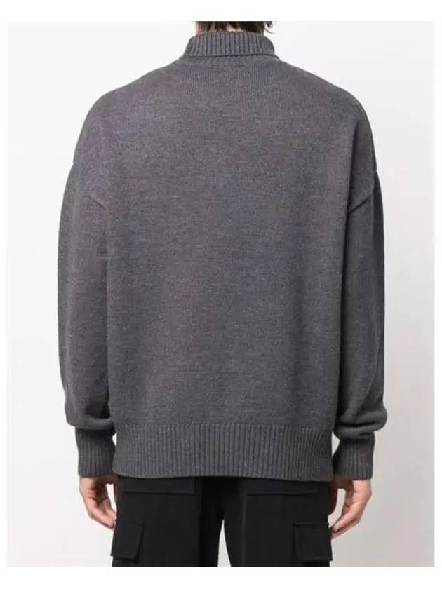 Big Heart Logo Wool Knit Turtleneck Grey - AMI - BALAAN 7