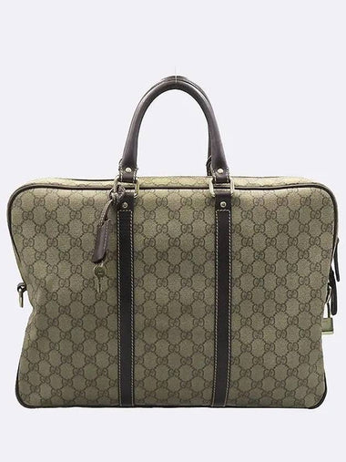 201480 GG logo PVC brown leather trimming briefcase tote - GUCCI - BALAAN 1