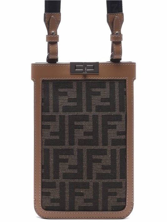 Peekaboo Phone Case Cross Bag Brown - FENDI - BALAAN 2