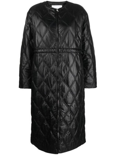 Diamond Quilted Zip Up Single Coat Black - GANNI - BALAAN 1