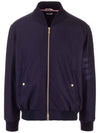 4 Bar Tonal Flannel Bomber Jacket Navy - THOM BROWNE - BALAAN 1