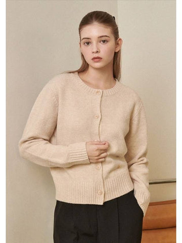 women's anemone wool basic cardigan light beige - MICANE - BALAAN 1