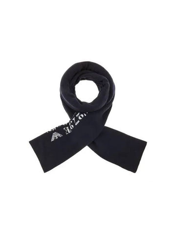 Men s Logo Print Wool Knit Scarf Navy 271659 - EMPORIO ARMANI - BALAAN 1