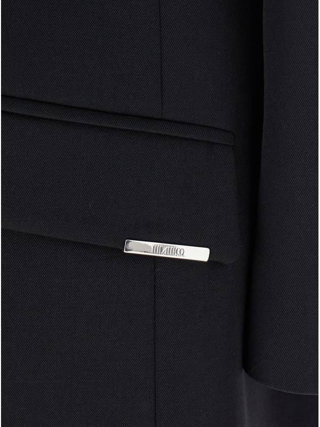 Black Single-Breasted Jacket With Logo Plaque Detail In Wool Woman - THE ATTICO - BALAAN 3