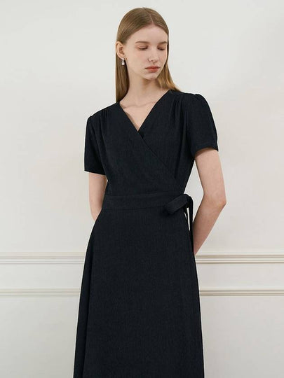 Vivianna VIVIANA Short Sleeve Wrap Long One Piece Black - AME - BALAAN 2