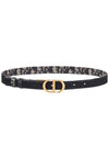 30 Montaigne Gold Hardware Jacquard Reversible Leather Belt Black Blue - DIOR - BALAAN 3