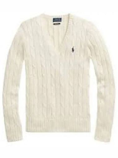 W cable knit V neck sweater cream 1236395 - POLO RALPH LAUREN - BALAAN 1