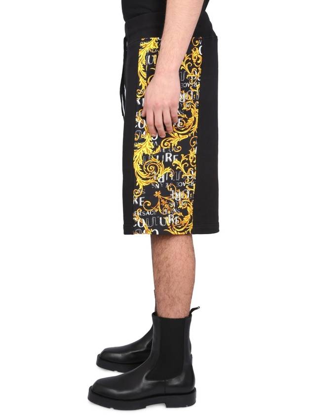 Jeans Couture Side Logo Print Sweat Shorts Black Gold - VERSACE - BALAAN 4