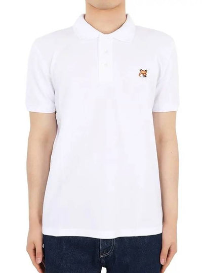 Fox Head Patch Cotton Polo Shirt White - MAISON KITSUNE - BALAAN 2