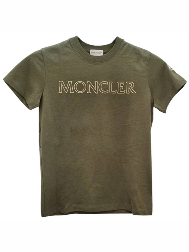 Women's Laminated Logo Short Sleeve T-Shirt Khaki - MONCLER - BALAAN 2