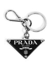 Triangle Logo Metal Key Holder Silver Black - PRADA - BALAAN 3