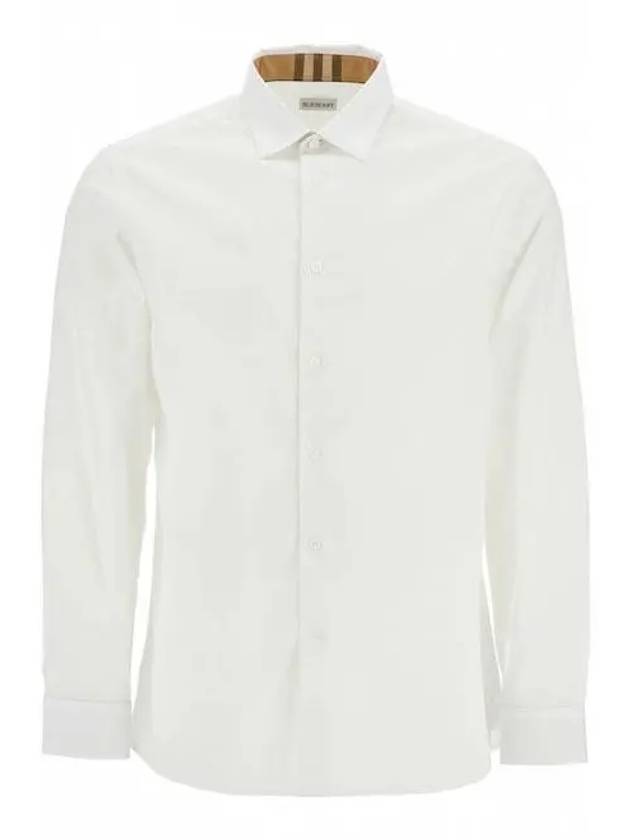 Plain Cotton Long Sleeve Shirt White - BURBERRY - BALAAN 2