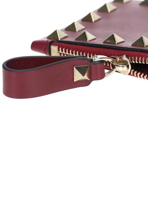 Rockstud Zipper Card Wallet Cerise - VALENTINO - BALAAN 11