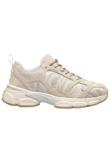 Chrono Mesh Suede Calfskin Low Top Sneakers Beige - DIOR - BALAAN 1