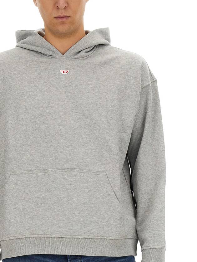 D Logo Patch Hoodie Grey - DIESEL - BALAAN 7