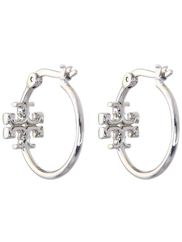 Eleanor Small Hoop Earrings Silver - TORY BURCH - BALAAN 5