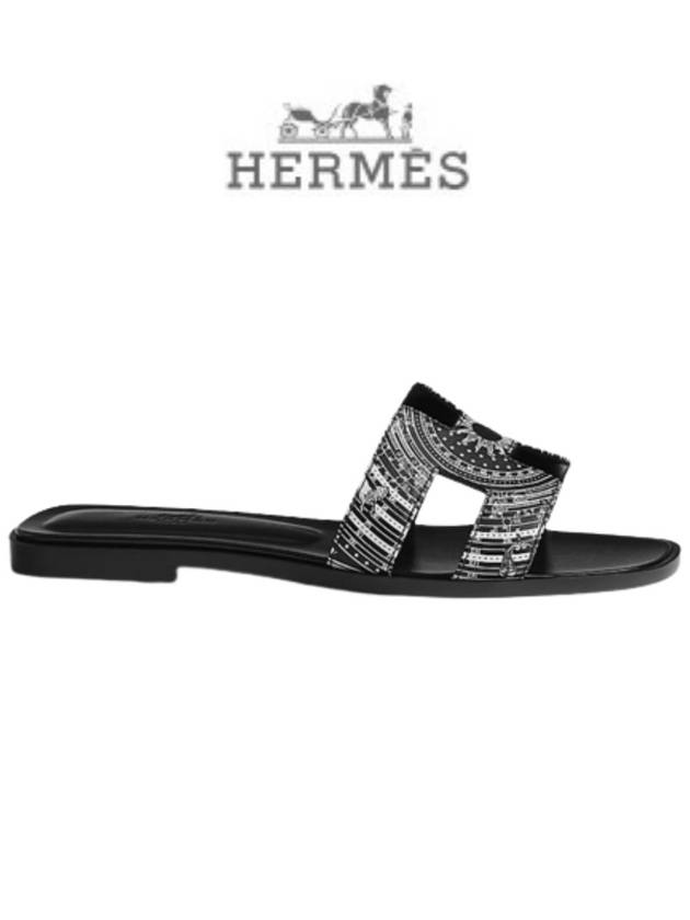 Oran Calfskin Sandals Noir Blanc - HERMES - BALAAN 5