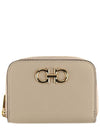 Women's Gancini Logo Zipper Card Wallet Beige - SALVATORE FERRAGAMO - BALAAN 2