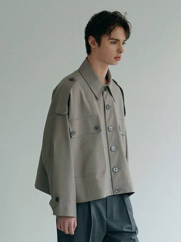 Oversized Short Jacket Light Grey - IFELSE - BALAAN 1