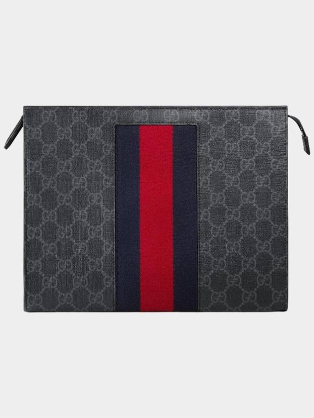 GG Supreme Web Clutch Bag Black 475316 - GUCCI - BALAAN 1