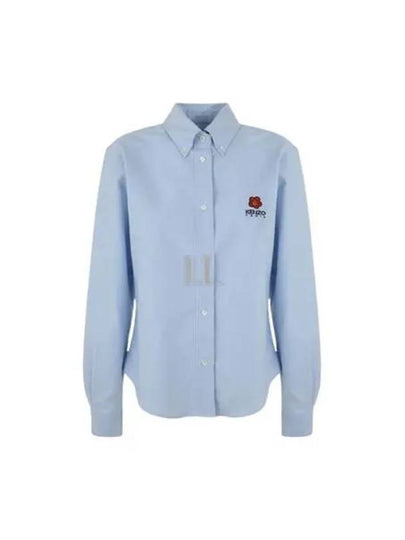 Women's Balk Flower Crest Slim Cotton Long Sleeve Shirt Light Blue - KENZO - BALAAN 2