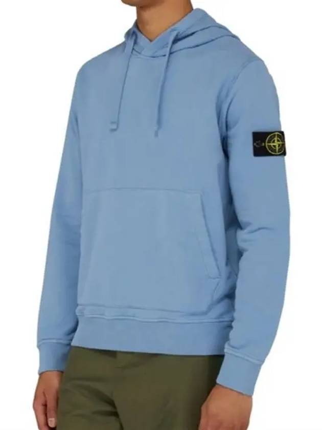 Wappen Patch Cotton Fleece Hoodie Powder Blue - STONE ISLAND - BALAAN 4