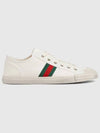 Men's Web Logo Detail Cotton Low Top Sneakers White - GUCCI - BALAAN 2