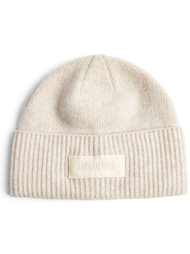 Le Bonnet Grosgrain Logo Patch Beanie Beige - JACQUEMUS - BALAAN 2