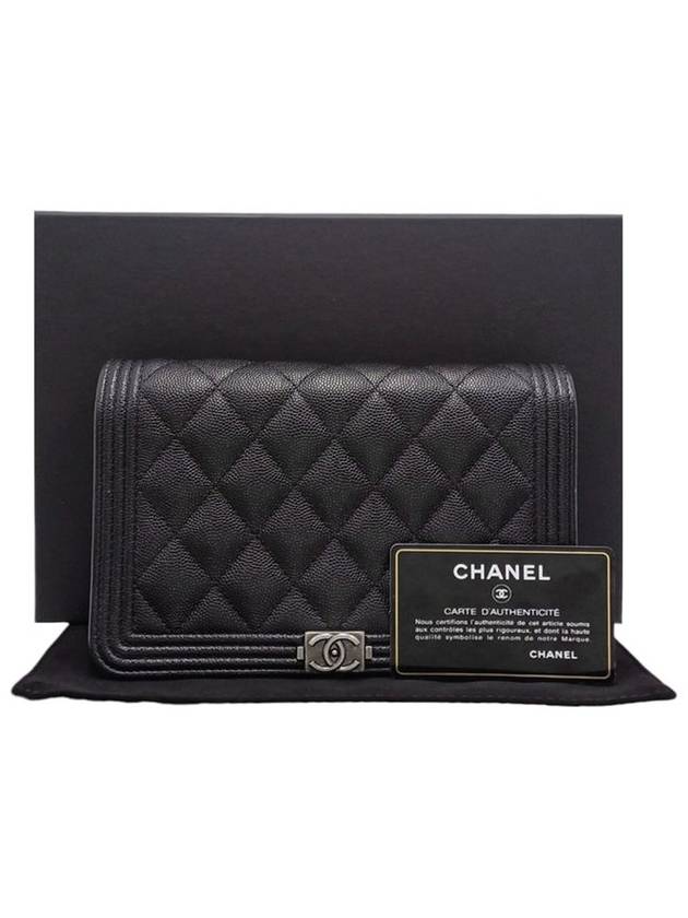 Women s AP1117 Black Caviar Boy Bag WOC Chain Cross - CHANEL - BALAAN 12