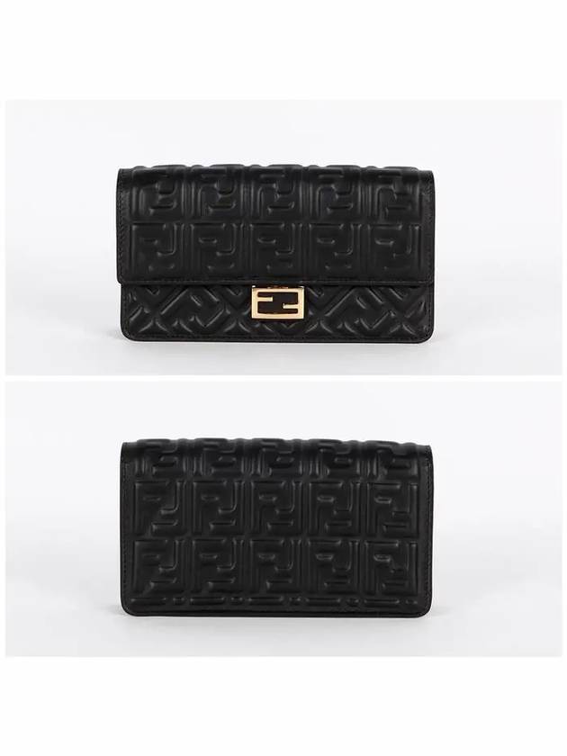 FF Baguette Nappa Leather Long Wallet Black - FENDI - BALAAN 3