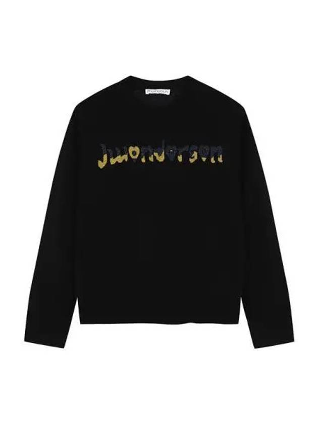 J W Anderson Women s Logo Wool Knit Black Gray KW0790 YN0200 - JW ANDERSON - BALAAN 1