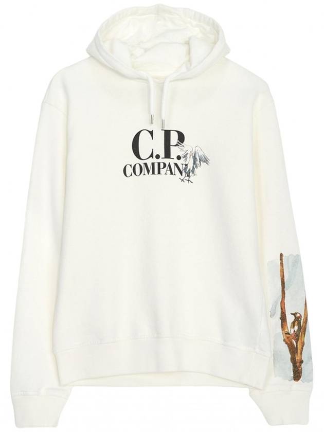 Kids U16 Basic Fleece Graphic Logo Hoodie White - CP COMPANY - BALAAN 1