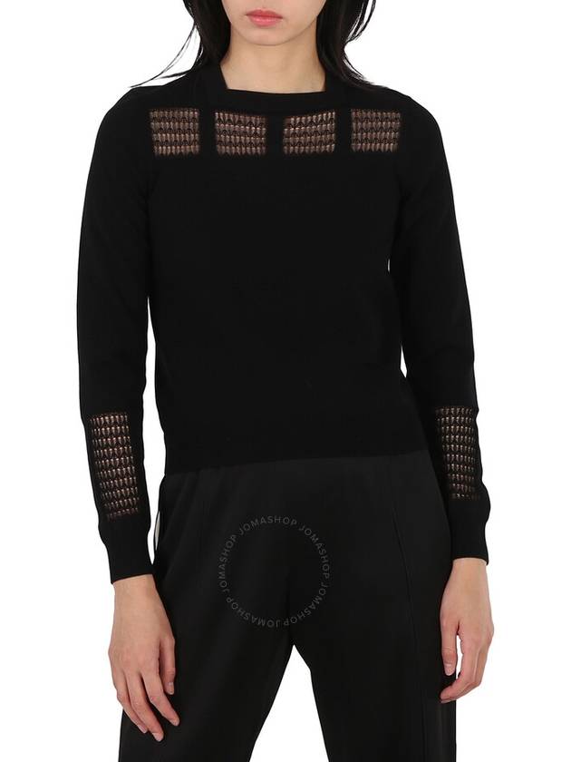 Alaia Ladies Long Sleeve Wool-Blend Openwork Detail Sweater, Brand Size 38 (US Size 4) - ALAIA - BALAAN 1