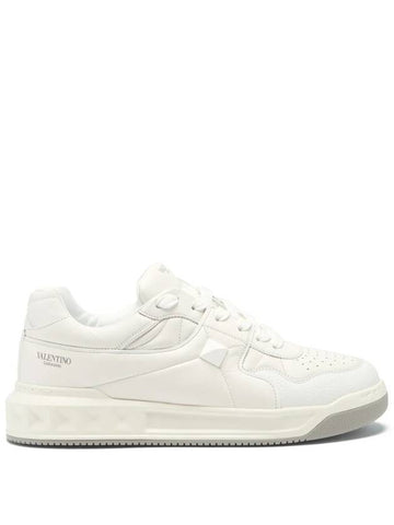 Men's Nappa Leather One-Stud Sneakers All White - VALENTINO - BALAAN 1