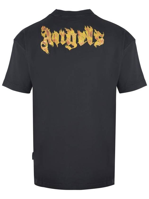 Palm Angels Burning Logo Short Sleeve T Shirt Black - PALM ANGELS - BALAAN 4