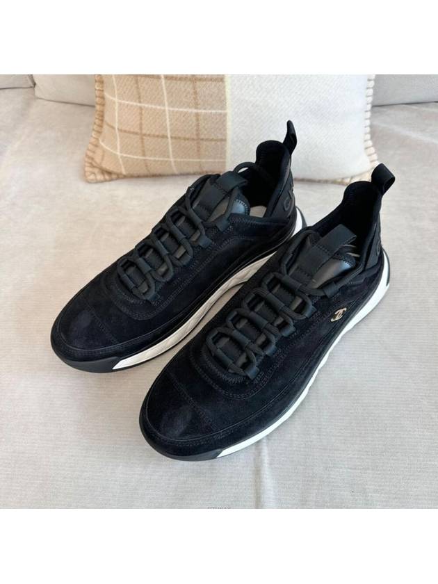 Mixed Fiber Men s Suede Sneakers Black - CHANEL - BALAAN 2