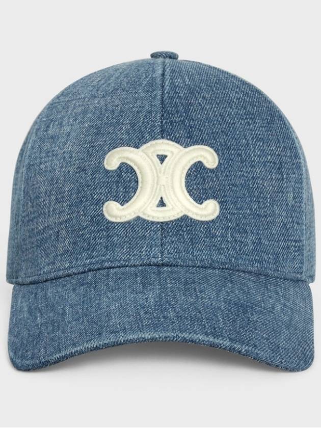 Triomphe Union Wash Denim Ball Cap Blue - CELINE - BALAAN 3