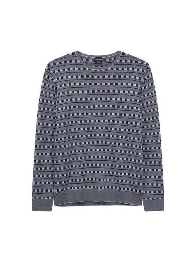 Men s Soft Wool Jacquard Knit Light Blue - GIORGIO ARMANI - BALAAN 1